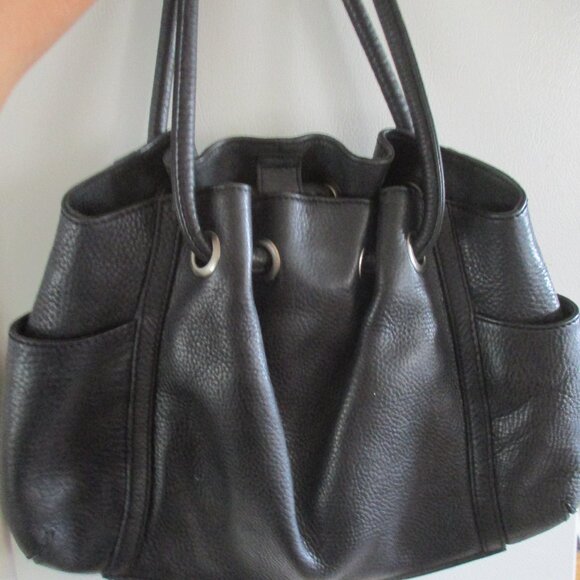 Cole Haan  Pebbled Leather Two Handle Satchel classic black - Picture 1 of 9